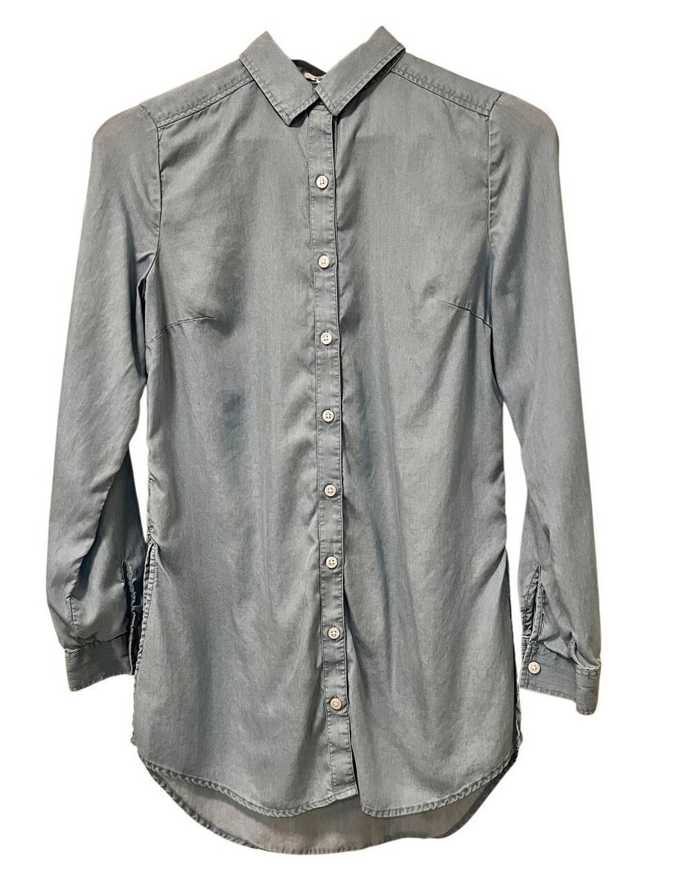 Crown & Ivy Light Denim Chambray Button Front Shirt Size XS
